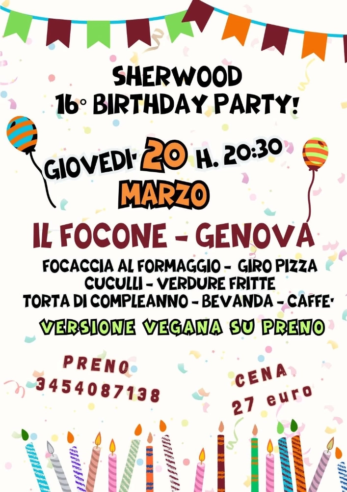 Sherwood 16° birthday